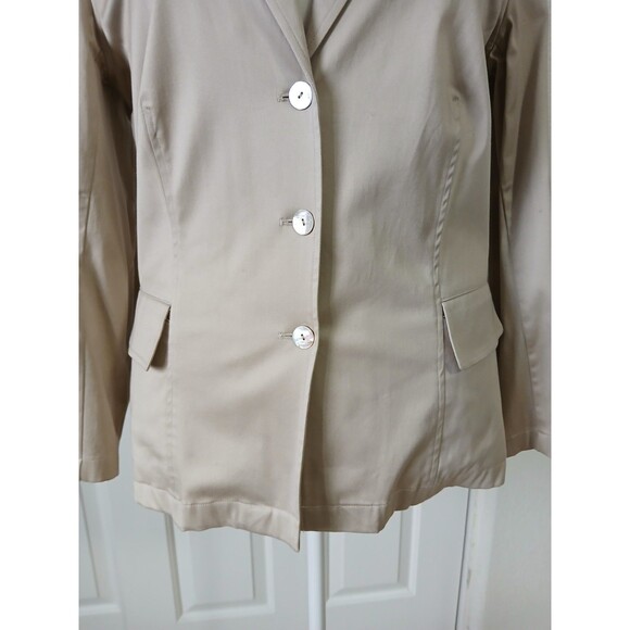 Chico's Women's Blazer Jacket Size 2 L Beige 3 Button Career Office - Picture 8 of 16